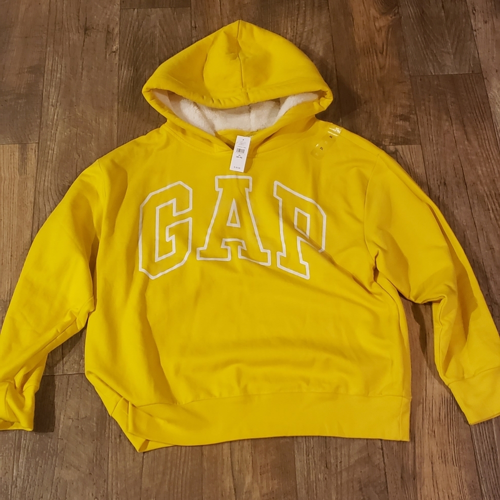 New GAP Hooded Shearling Pullover Sweatshirt